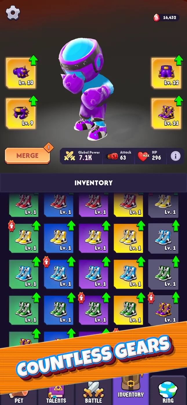 Fighter equipment in Endless Puncher